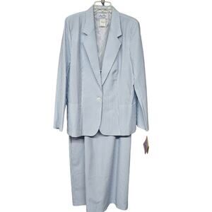 Vtg 80s Levis Bend Over 2pc Suit Blazer Jacket Skirt Womens Size 18 Seer Sucker